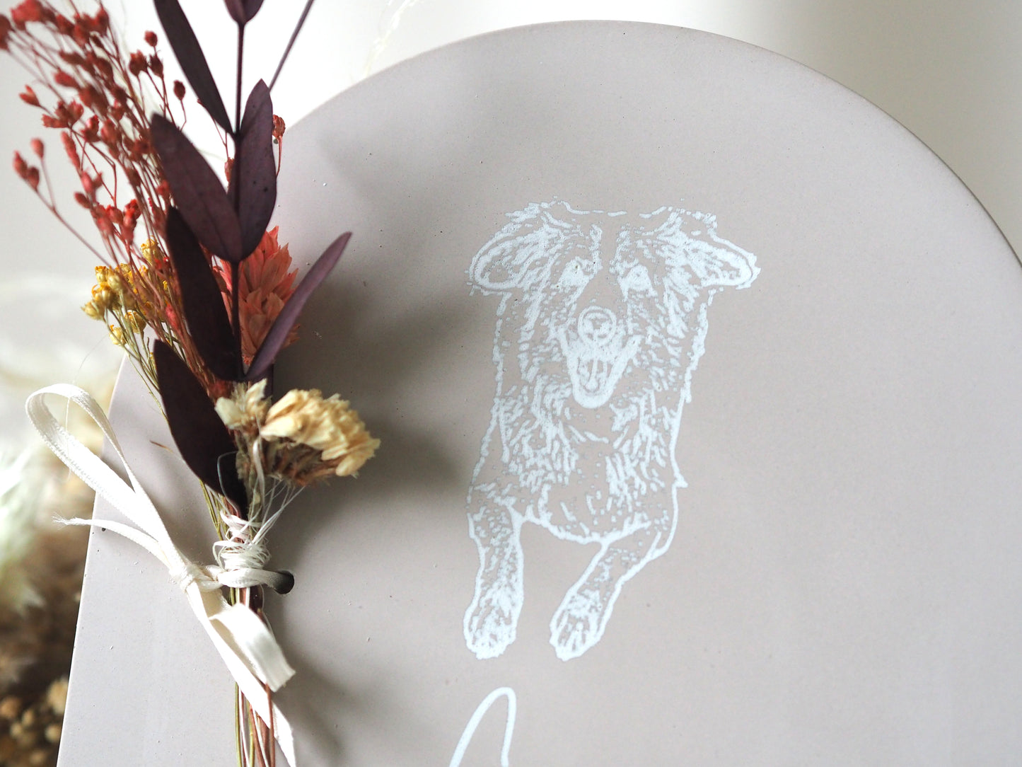 Personalisierte Haustier Gedenktafel "Archebogen" mit Foto-Gravur – Erinnerung an Hund oder Katze – Trauergeschenk Tierliebe - Name, Datum & Widmung