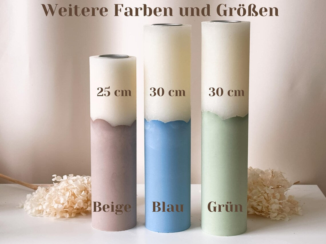 Personalized wedding candle with tealight insert in pastel colors | Names, date, and wedding motto