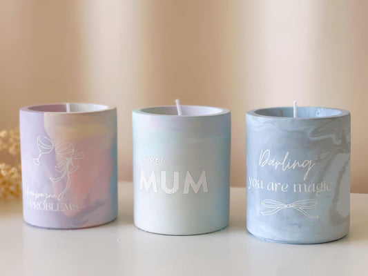 Marble candle refillable | Handmade candle with wax granules