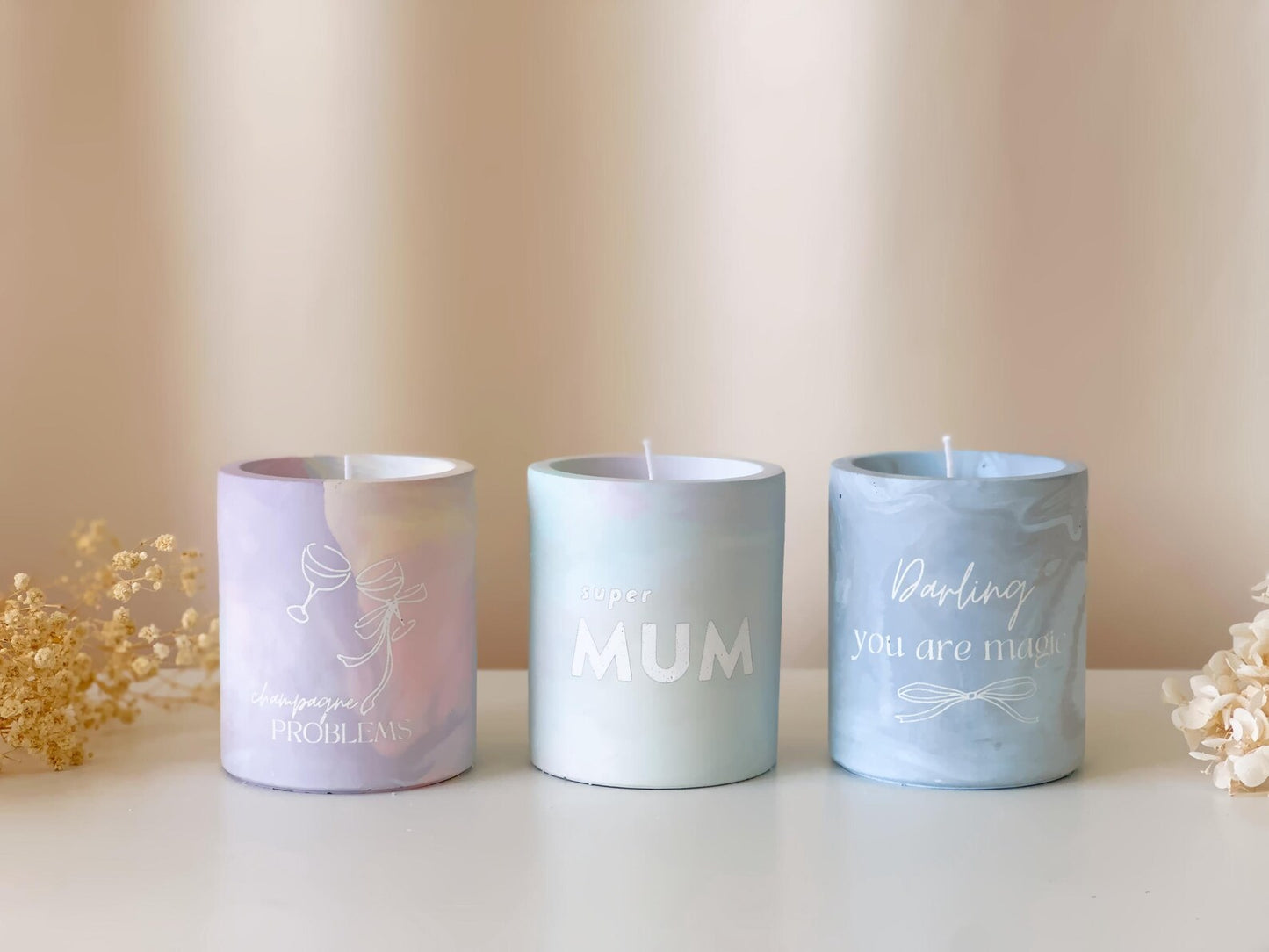 Bougie en marbre rechargeable | Le cadeau parfait pour votre petite amie ou votre mère | Bougie artisanale avec granulés de cire