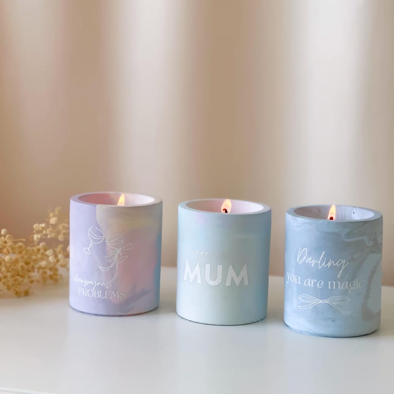 Bougie en marbre rechargeable | Le cadeau parfait pour votre petite amie ou votre mère | Bougie artisanale avec granulés de cire