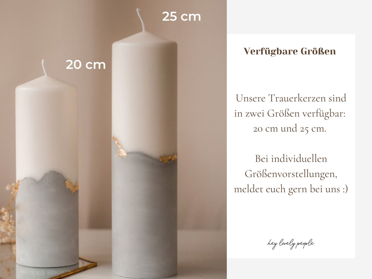 Personalized mourning candle with plaster base in various colors with name & date