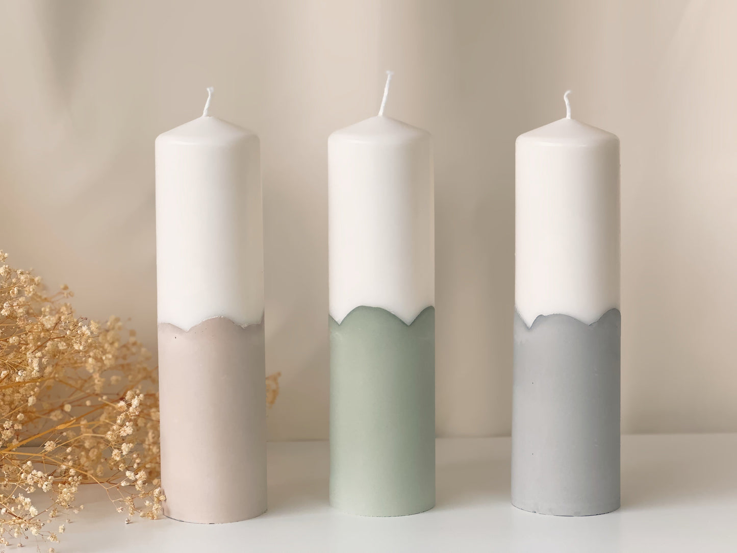 Personalized mourning candle with plaster base in various colors with name & date