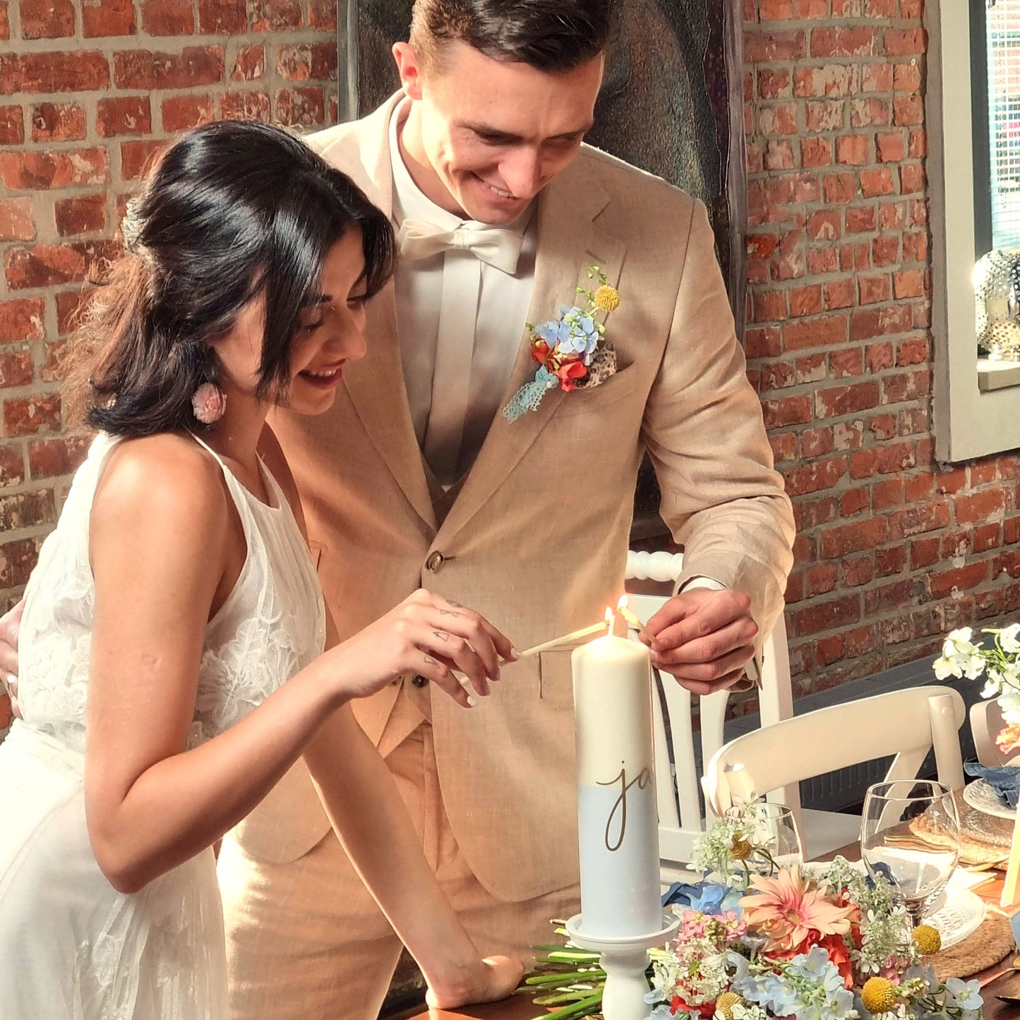 Bougie de mariage personnalisée "oui" avec base en plâtre de différentes couleurs | Un accessoire élégant pour votre mariage | bougie de mariage