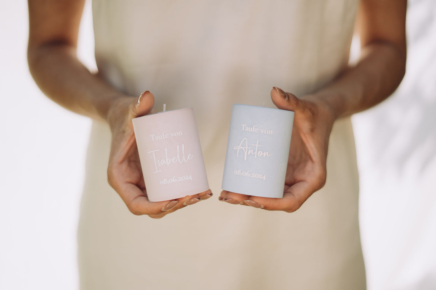 Godparent candle with tealight and taper candle insert personalized in various colors | A unique gift for godparents