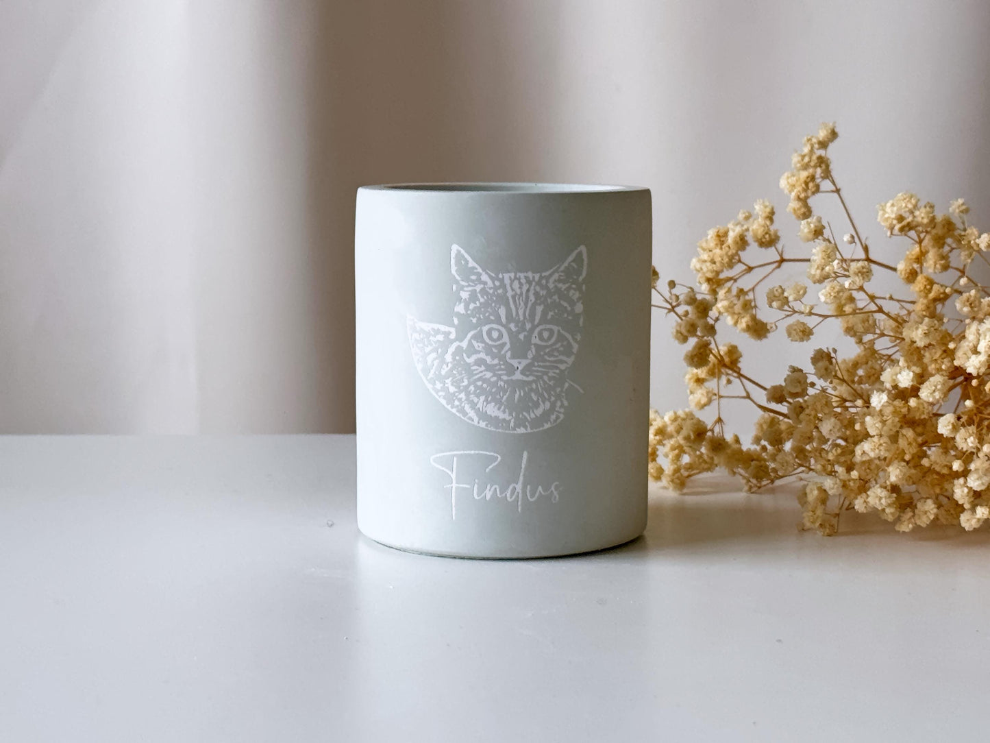 Personalisierbare Erinnerungskerze für Tiere – Graviertes Kerzenglas, wiederbefüllbar mit Wachsgranulat – Mit deinem Foto personalisiert | Name & Datum