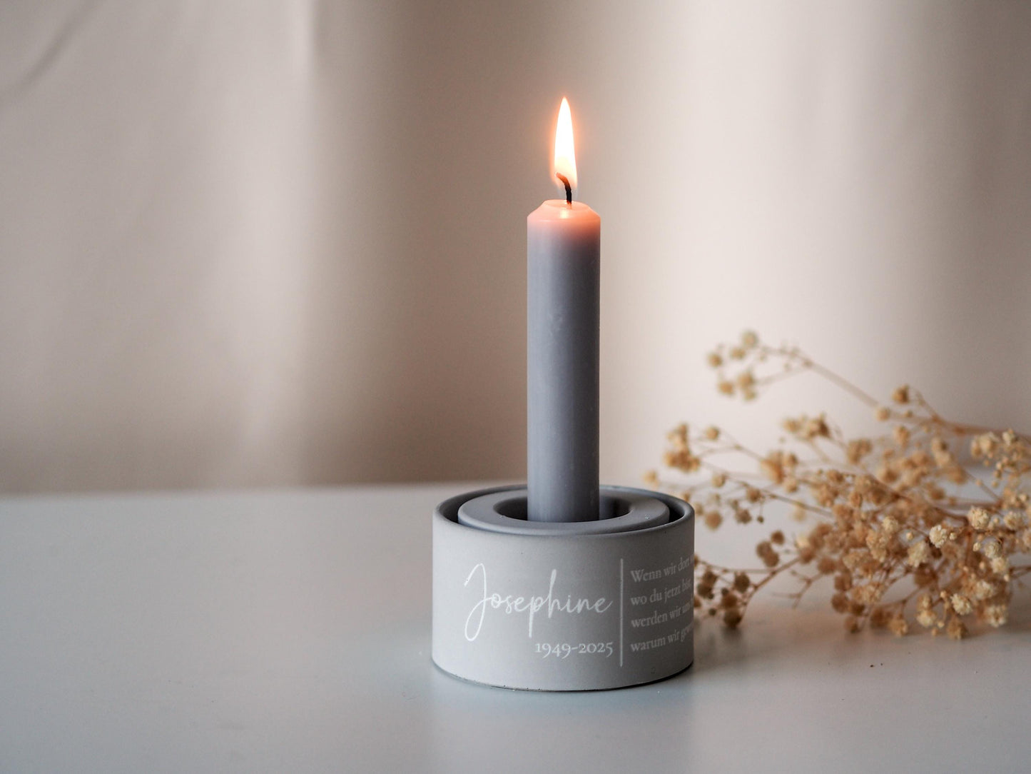 Funeral lantern with name, date & dedication for tea lights and taper candles