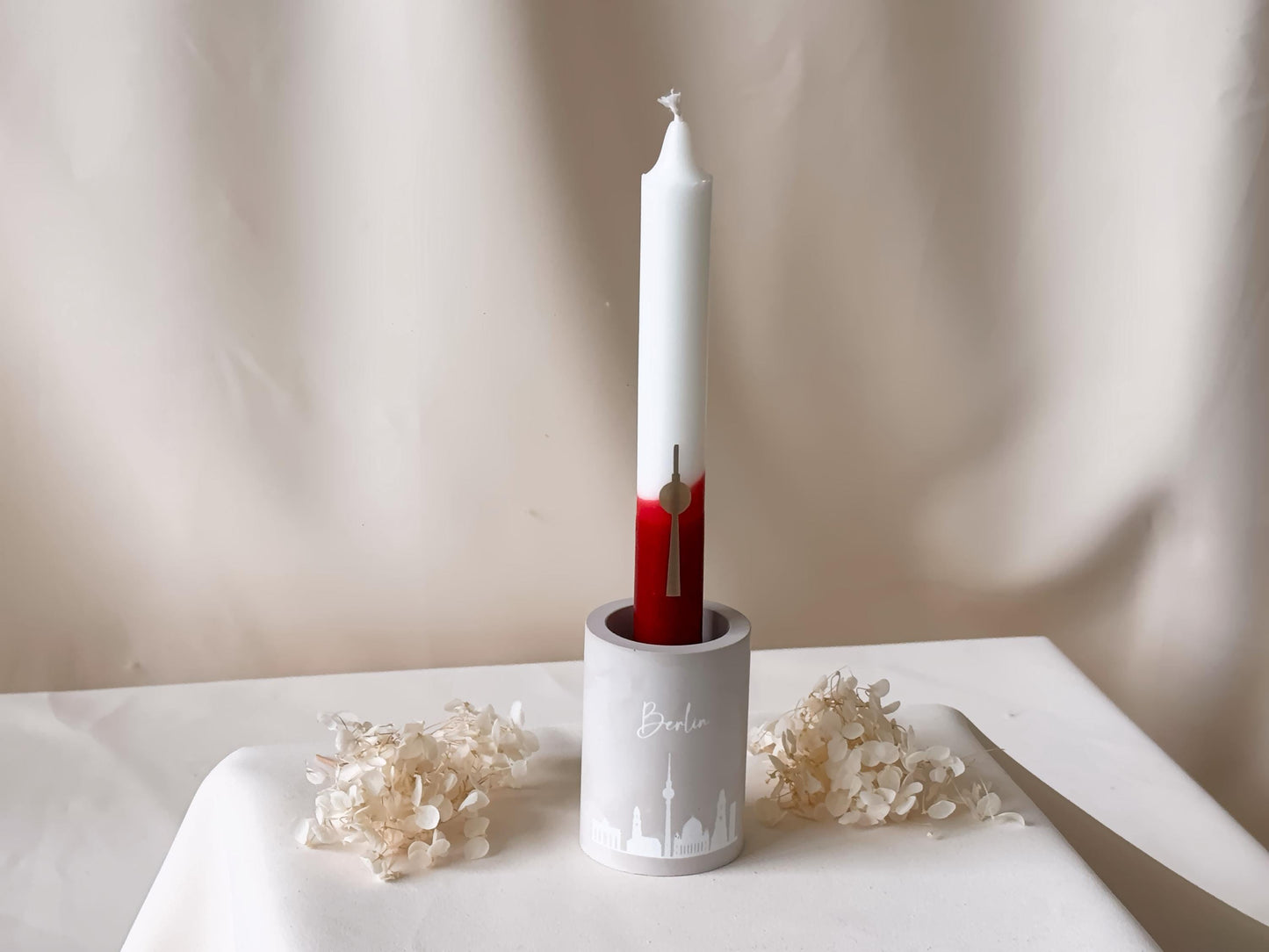Geschenkeset "Berlin" Kerze | gravierter Kerzenhalter mit Dip Dye Kerze | Weihnachtsgeschenk | Geschenk für Freunde und Familie