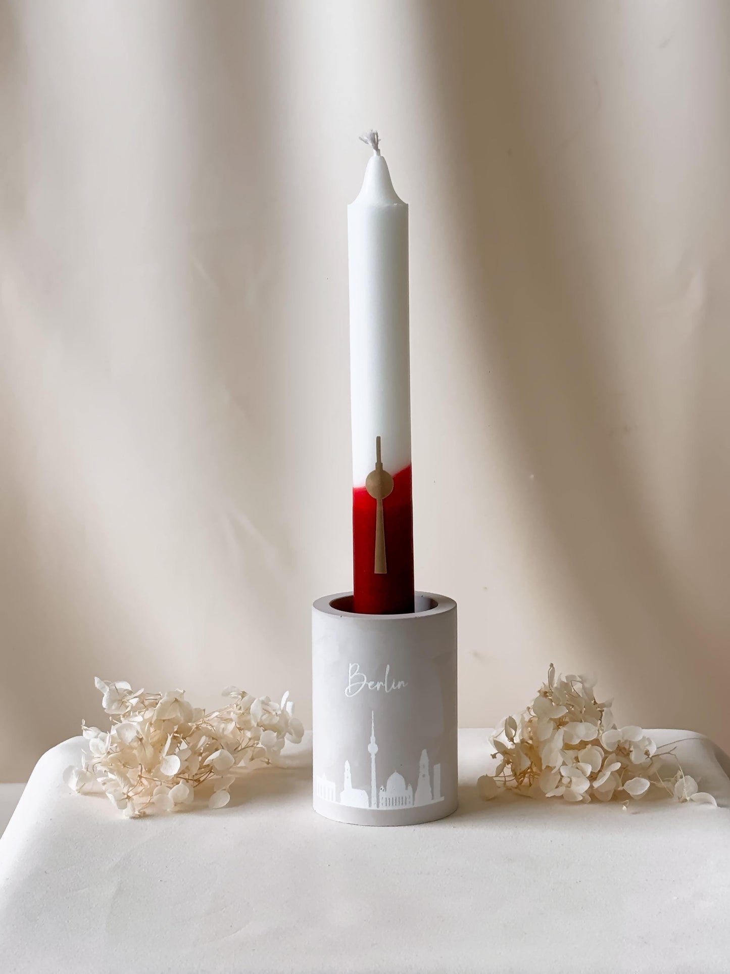 Geschenkeset "Berlin" Kerze | gravierter Kerzenhalter mit Dip Dye Kerze | Weihnachtsgeschenk | Geschenk für Freunde und Familie