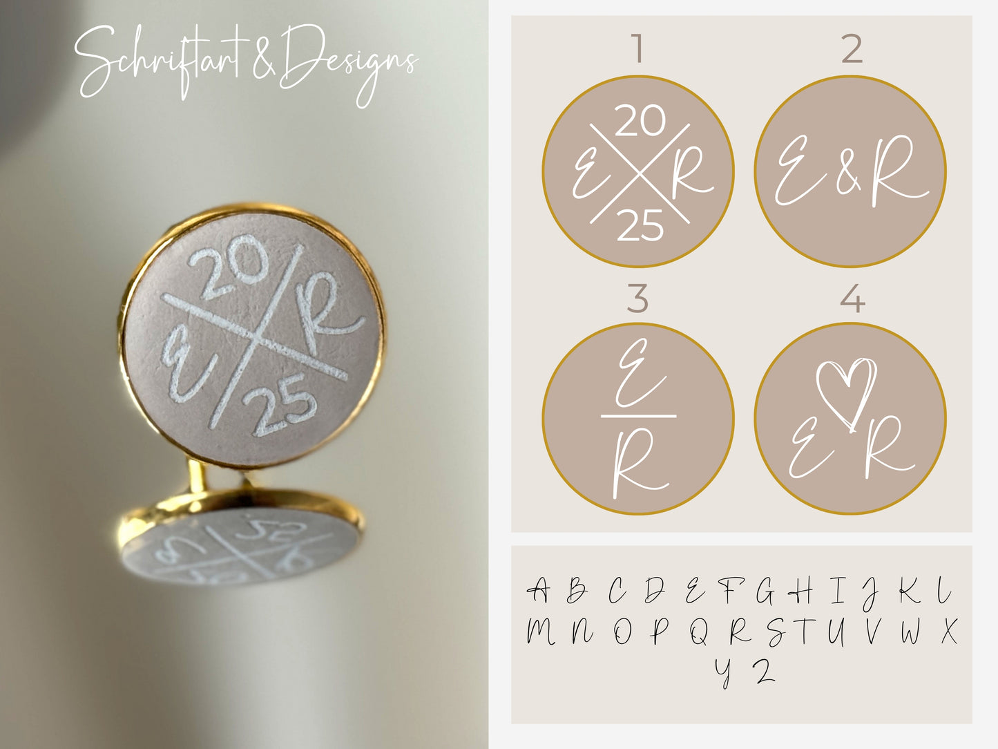 Gravierte Manschettenknöpfe in Betonoptik zur Hochzeit mit Initialen | Vergoldet mit Betonkern | Personalisiertes Geschenk für Männer