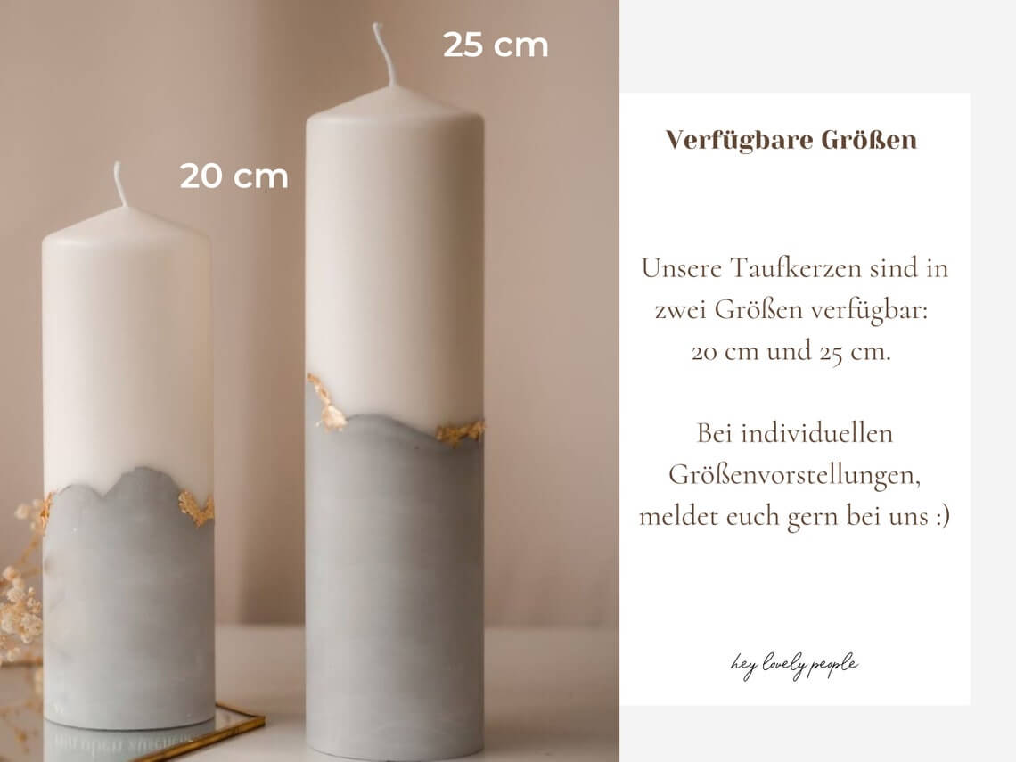 Größenvergleich zwischen 20 cm und 25 cm hohen Kerzen