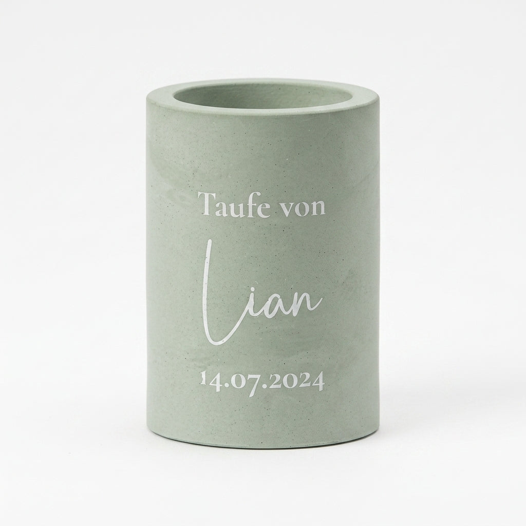 Patenkerze mit Teelicht- und Stabkerzeneinsatz in verschiedenen Farben personalisiert | Ein einzigartiges Geschenk für die Taufpaten